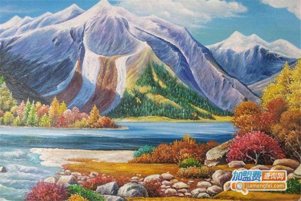 三色彩绘油画
