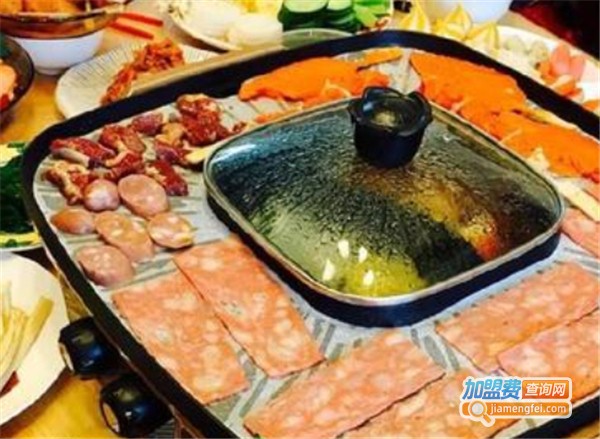 涮烤一体旋转小火锅